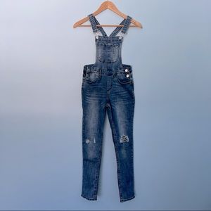 Girls Dex Distressed Denim Overalls Size Large